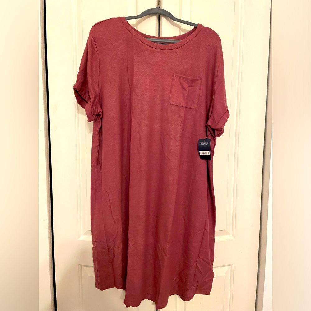 Lucky Brand, new with tags, maroon t-shirt dress. Size XL